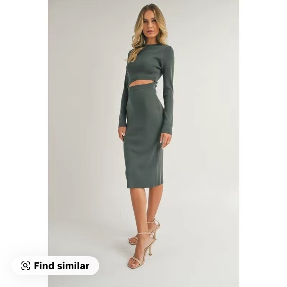 Twist Front Cutout Midi Dress